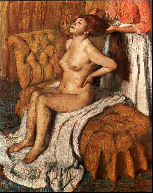 Edgar Degas A Woman Having her Hair Combed Norge oil painting art